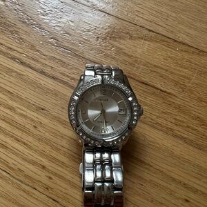 Guess Silver Crystal-Accented Men's Watch